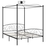 Lit adulte - 160x200 cm lit double cadre de lit � baldaquin noir m�tal 160 x 200 cm chy28133700