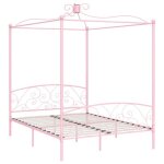 Lit adulte - 160x200 cm lit double cadre de lit  baldaquin rose mtal chy27477522