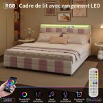 Lit adulte 160x200 cm avec led usb et 4 tiroirs lit queen lit double lit coffre lit 160x200 cm avec sommier ...