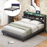 Lit adulte lit 160x200 cm lit avec usb éclairage led rangement caché en tête de lit lit double avec sommier ... Lit adulte lit 160x200 cm lit avec usb éclairage led rangement caché en tête de lit lit double avec sommier ...