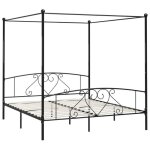 Lit adulte - 200x200 cm lit double cadre de lit avec baldaquin noir mtal chy65896659