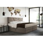 Lit adulte 200x200 cm verdelux - avec rangement matelas ressorts ensach�s et surmatelas - tissu velours ...