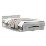 Lit adulte - 90x190 cm lit simple cadre de lit avec tiroir gris bton chy47252575