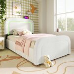 Lit adulte - langtu - wf320442aaw / wf320443aaw - 90x200 cm - tiroirs int�gr�s - led & usb type - c