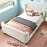 Lit adulte 90x200cm cadre de lit capitonn� avec sommier � lattes et t�te de lit lit simplelit enfant ...