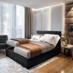 Lit adulte adle - ensemble matelas + sommier relaxation lectrique - 140x200 cm - velours noir