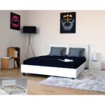 Lit adulte atlanta 140x190cm blanc - livré démonté - avec sommier à lattes multiplis Lit adulte atlanta 140x190cm blanc - livré démonté - avec sommier à lattes multiplis