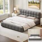 Lit adulte capitonn� 140x190 cm lit 2 personnes cadre de lit rembourr� avec t�te forme unique de lit ...