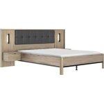 Lit adulte avec chevets lambris - maximin - 160 x 200 cm - ch�ne kr�nberg clair - gami