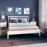 Lit adulte contemporain en bois massif blanc laqué - weber industries - parker - 160x200 cm Lit adulte contemporain en bois massif blanc laqué - weber industries - parker - 160x200 cm