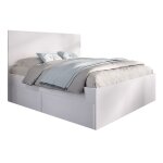 Lit adulte couchage 140x190 cm avec 4 tiroirs coloris blanc - longueur 145 x profondeur 195 x hauteur ...