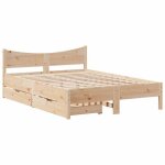 Lit adulte double cadre de lit avec tiroirs 160x200 cm bois massif de pin - 2 places sp25371bed19676380 ...