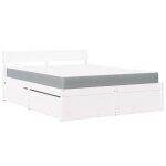 Lit adulte double lit avec tiroirs et matelas blanc 140x200 cm bois massif de pin - 2 places sp25280bed2103379 ...