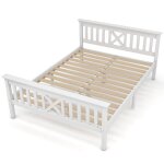 Lit adulte lit jeune lit en bois avec sommier � lattes lit double lit simple 140 x 200 cm blanc
