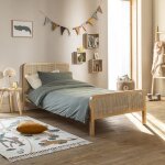 Lit adulte en pin massif naturel avec v�ritable cannage anna 90x200 - lt17018 - bois naturel - terre ...