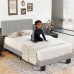 Lit adulte - yidatong - 90x200 cm - tte de lit capitonn - structure rembourre - silencieux durable ...