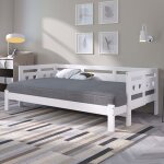 Lit adulte lit de repos lit gigogne 90x190cm pin massif avec 2�me lit et cadre enroulable lit coeur blanc ...