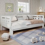 Lit adulte lit de repos lit gigogne 90x190cm pin massif avec 2�me lit et cadre enroulable lit coeur blanc ...