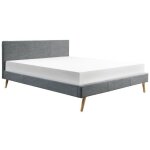 Lit adulte scandinave bjorn - loungitude - 160x200cm - tissu gris fonc - sommier  lattes et tte de ...