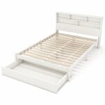 Lit adulte lit simple lit avec 1 tiroirs et bibliothèque junior lit double en bois massif 140x200cm blanc ... Lit adulte lit simple lit avec 1 tiroirs et bibliothèque junior lit double en bois massif 140x200cm blanc ...