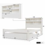 Lit adulte lit simple lit enfant lit avec 1 tiroirs et bibliothèque en bois massif 90x200cm blanc sans ... Lit adulte lit simple lit enfant lit avec 1 tiroirs et bibliothèque en bois massif 90x200cm blanc sans ...