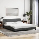 Lit adulte - structure de lit - cadre de lit sans matelas gris fonc� 180x200 cm tissu 651345
