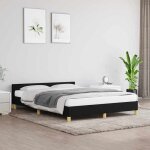 Lit adulte - structure de lit - cadre de lit sans matelas noir 140x190 cm tissu 190039