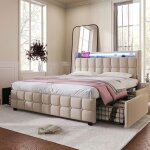 Lit 180x200 avec sommierlit capitonné avec 4 tiroirlits pour adulte tête de lit avec bande lumineuse ... Lit 180x200 avec sommierlit capitonné avec 4 tiroirlits pour adulte tête de lit avec bande lumineuse ...