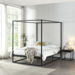 Lit � baldaquin kristianstad m�tal 140 x 200 cm noir
