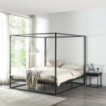 Lit � baldaquin kristianstad m�tal 180 x 200 cm noir