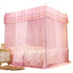 Lit  baldaquin - princesse - luxe - 3 ouvertures - moustiquaire - rideau