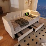 Lit banquette 1 place avec tiroir et led - lit simple capitonn avec sommier et usb - pour ado et adulte ...