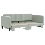 Lit banquette 2 places - canap / lit de jour avec lit gigogne gris clair 90x190 cm velours cal9437605 ...