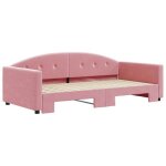 Lit banquette 2 places - canapé / lit de jour avec lit gigogne rose 100x200 cm velours cal632084 Lit banquette 2 places - canapé / lit de jour avec lit gigogne rose 100x200 cm velours cal632084