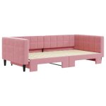 Lit banquette 2 places - canapé / lit de jour avec lit gigogne rose 100x200 cm velours cal8357884 Lit banquette 2 places - canapé / lit de jour avec lit gigogne rose 100x200 cm velours cal8357884