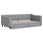 Canap� - lit 2 places - vidaxl - lit banquette gris clair - 90x190 cm - tiroirs de rangement - tissu ...