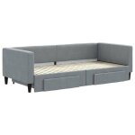 Canap� - lit 2 places - vidaxl - lit banquette avec gigogne - gris clair - 90x200 cm - multifonctionnel ...
