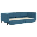 Lit banquette 2 places - canap / lit de jour avec gigogne et tiroirs - multifonctionnel - bleu 90x200 ...