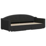 Lit banquette 2 places - canap / lit de jour avec gigogne et tiroirs - multifonctionnel - noir 80x200 ...
