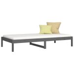 Lit banquette 2 places - canap / lit de jour - multifonctionnel - gris 90x190 cm bois de pin massif ...