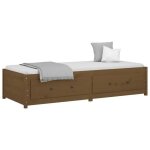 Lit banquette 2 places - canap / lit de jour - multifonctionnel - marron miel 75x190 cm bois pin massif ...