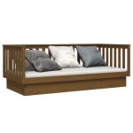 Lit banquette 2 places - canap / lit de jour - multifonctionnel - marron miel 90x200 cm bois pin massif ...