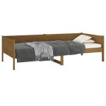 Lit banquette 2 places - canapé / lit de jour - multifonctionnel - marron miel bois pin massif 90x190 ... Lit banquette 2 places - canapé / lit de jour - multifonctionnel - marron miel bois pin massif 90x190 ...
