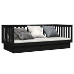Lit banquette 2 places - canap / lit de jour - multifonctionnel - noir 100x200 cm bois de pin massif ...