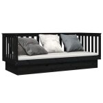 Lit banquette 2 places - canapé / lit de jour - multifonctionnel - noir 90x190 cm bois de pin massif ... Lit banquette 2 places - canapé / lit de jour - multifonctionnel - noir 90x190 cm bois de pin massif ...