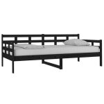 Lit banquette 2 places - canapé / lit de jour - multifonctionnel - noir bois de pin massif 90x190 cm ... Lit banquette 2 places - canapé / lit de jour - multifonctionnel - noir bois de pin massif 90x190 cm ...