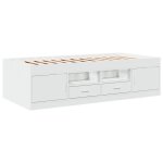 Lit banquette 2 places - canap / lit de jour avec tiroirs - multifonctionnel - blanc 100x200 cm cal2176598 ...