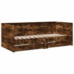 Lit banquette 2 places - canapé / lit de jour avec tiroirs - multifonctionnel - chêne fumé 90x190 cm ... Lit banquette 2 places - canapé / lit de jour avec tiroirs - multifonctionnel - chêne fumé 90x190 cm ...