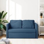 Lit banquette 2 places - convertible - canap - lit 2 en 1 bleu 112x174x55 cm tissu cal5959106