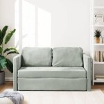 Lit banquette 2 places - convertible - canap� - lit 2 en 1 gris clair 122x204x55 cm velours cal7767646 ...